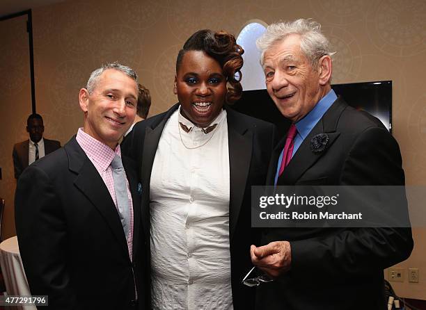 Adam Shankman, Alex Newell and Ian McKellen attend TrevorLIVE New York honoring Sir Ian McKellen, Representative Ryan Fecteau and Johnson & Johnson...