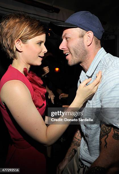 Actress Kate Mara , wearing Max Mara, and Film costume designer Johnny Wujek attend The Max Mara 2015 Women In Film Face Of The Future event at...