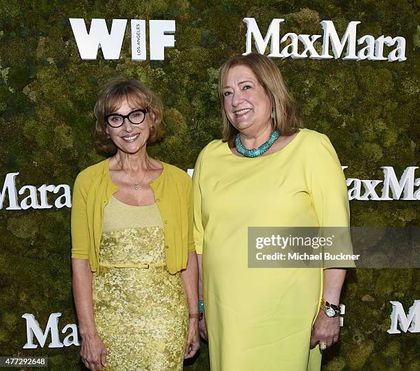 Gayle Nachlis of Women in Film , wearing Max Mara, and Iris Grossman of Women in Film , wearing Marina Rinaldi, attends The Max Mara 2015 Women In...