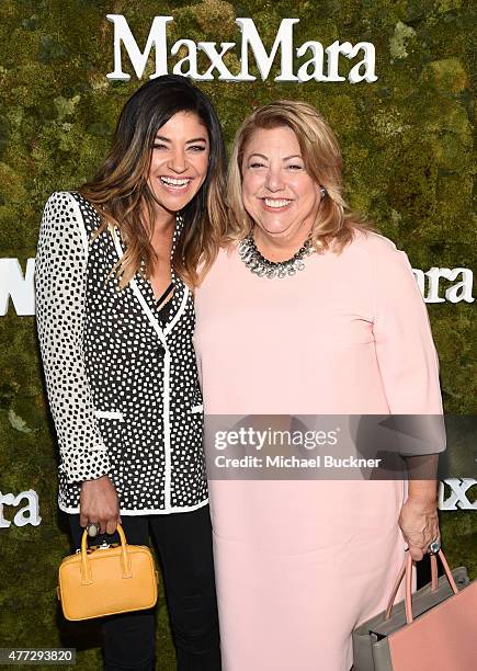 Actress Jessica Szohr, wearing Max Mara, and producer Lucy Webb attend The Max Mara 2015 Women In Film Face Of The Future event at Chateau Marmont on...