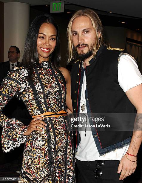 Actress Zoe Saldana and husband Marco Perego attend the premiere of "Infinitely Polar Bear" at the 2015 Los Angeles Film Festival at Regal Cinemas...