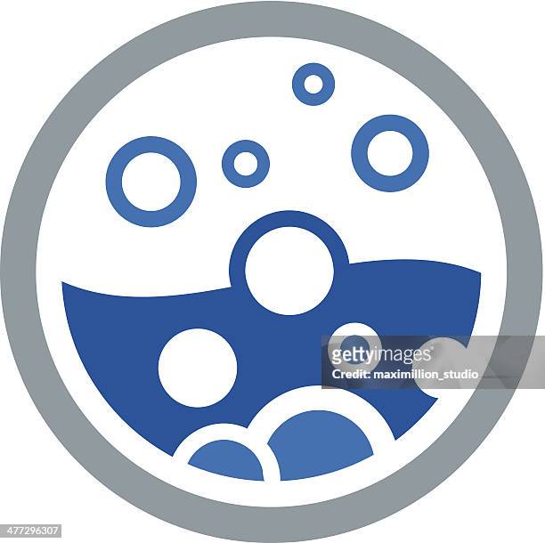 ilustraciones, imágenes clip art, dibujos animados e iconos de stock de círculo de burbujeo de agua del logotipo de ilustración vectorial - duvet