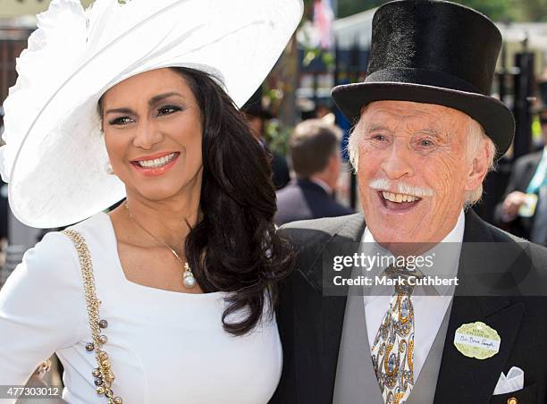 Bruce Forsyth and Wilnelia Forsyth on day 1 of Royal Ascot at Ascot Racecourse on June 16, 2015 in Ascot, England.