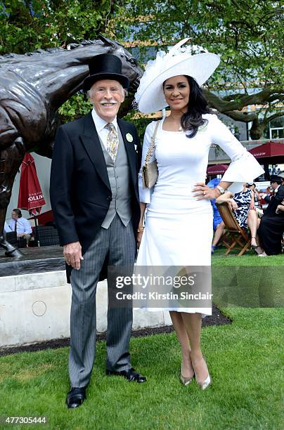Bruce Forsyth and his wife Wilnelia Merced attend Royal Ascot 2015 at Ascot racecourse on June 16, 2015 in Ascot, England.