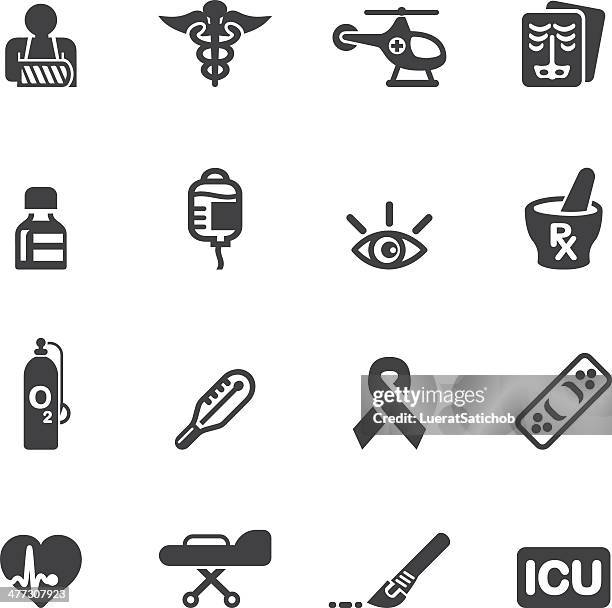 medicine and healthcare silhouette icons 2 - empty blood bag stock illustrations