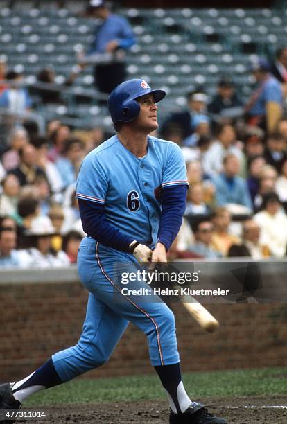 Montreal Expos Ron Fairly in action, at bat vs Chicago Cubs at Wrigley Field. Chicago, IL 9/19/1973 - 9/21/1973 CREDIT: Heinz Kluetmeier
