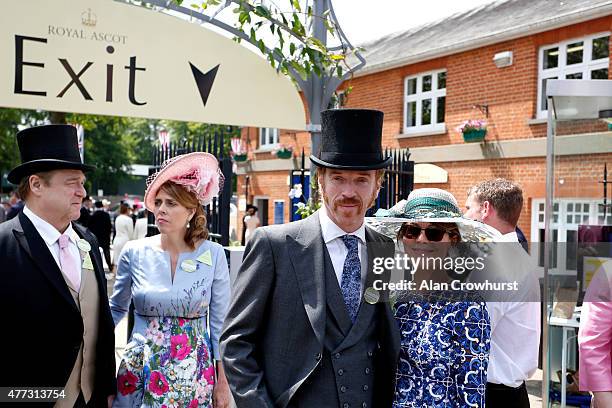 Actor John Goodman and his wife Annabeth Hartzog and actors Damian Lewis and wife Helen McCrory attend Royal Ascot 2015 at Ascot racecourse on June...