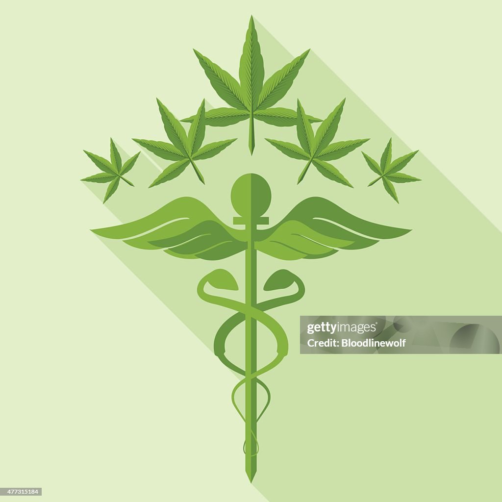 Medical Marijuana Concept and Caduceus