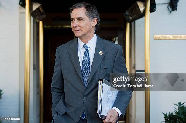 Rep. French Hill, R-Ark., leaves a meeting of House Republicans at the RNC, June 16, 2015.