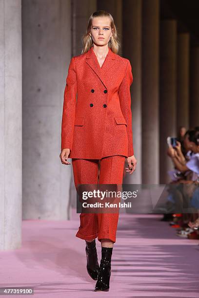 Model walks the runway during the Christian Dior TOKYO Autumn/Winter 2015-16 Ready-To-Wear Show on June 16, 2015 in Tokyo, Japan.