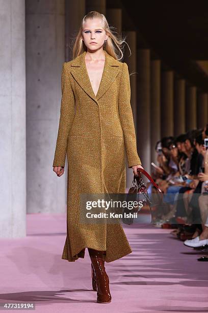 Model walks the runway during the Christian Dior TOKYO Autumn/Winter 2015-16 Ready-To-Wear Show on June 16, 2015 in Tokyo, Japan.