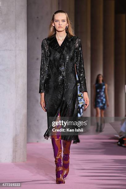 Model walks the runway during the Christian Dior TOKYO Autumn/Winter 2015-16 Ready-To-Wear Show on June 16, 2015 in Tokyo, Japan.