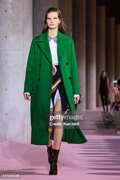 Model walks the runway during the Christian Dior TOKYO Autumn/Winter 2015-16 Ready-To-Wear Show on June 16, 2015 in Tokyo, Japan.