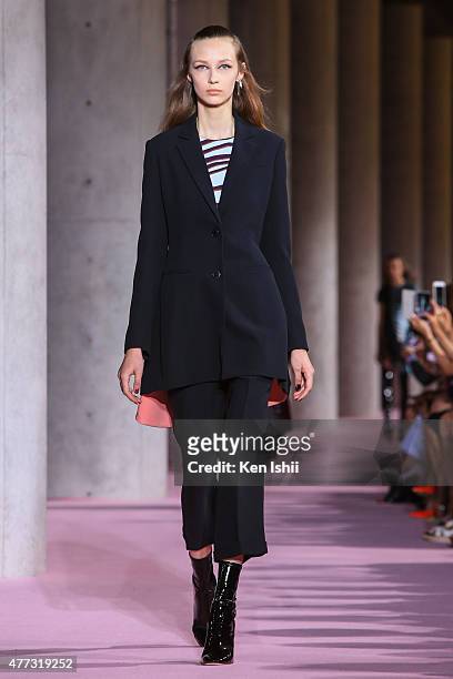 Model walks the runway during the Christian Dior TOKYO Autumn/Winter 2015-16 Ready-To-Wear Show on June 16, 2015 in Tokyo, Japan.