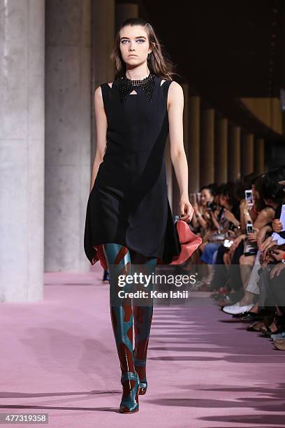 Model walks the runway during the Christian Dior TOKYO Autumn/Winter 2015-16 Ready-To-Wear Show on June 16, 2015 in Tokyo, Japan.