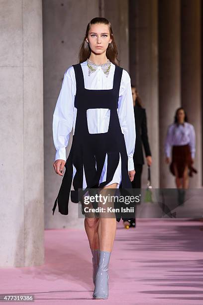 Model walks the runway during the Christian Dior TOKYO Autumn/Winter 2015-16 Ready-To-Wear Show on June 16, 2015 in Tokyo, Japan.