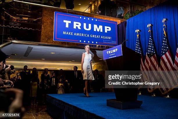 Ivanka Trump arrives to a press event where her father, business mogul Donald Trump, announced his candidacy for the U.S. Presidency at Trump Tower...
