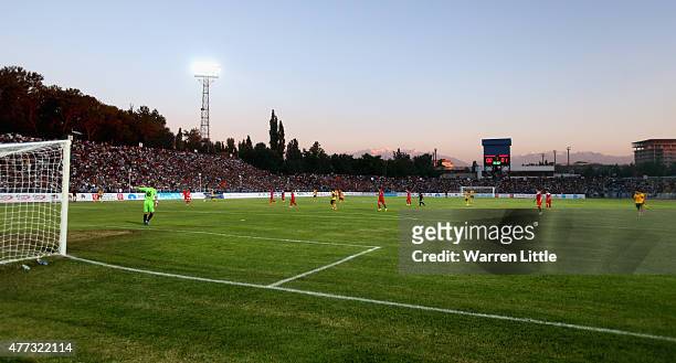 Action during the 2018 FIFA World Cup Qualifier match between Kyrgyzstan and the Australian Socceroos at Dolen Omurzakov Stadium on June 16, 2015 in...