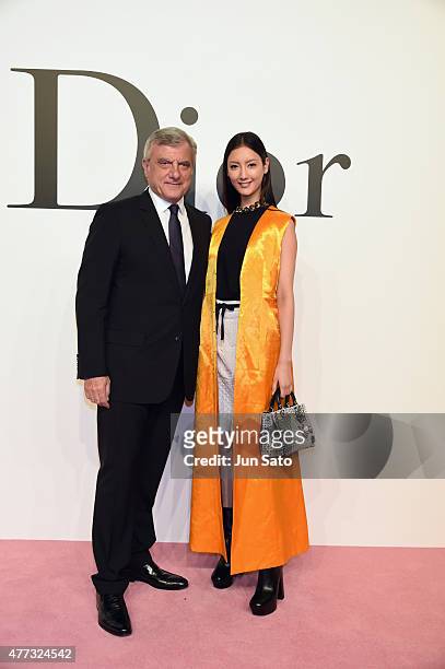 Christian Dior CEO Sydney Toledano and actress/model Nanao arrive at the Christian Dior TOKYO Autumn/Winter 2015-16 Ready-To-Wear Show at The...