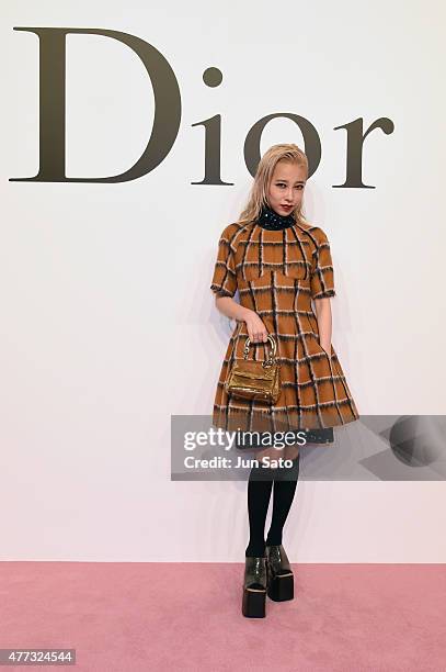 Musician Miliyah Kato arrives at the Christian Dior TOKYO Autumn/Winter 2015-16 Ready-To-Wear Show at The National Art Center Tokyo on June 16, 2015...