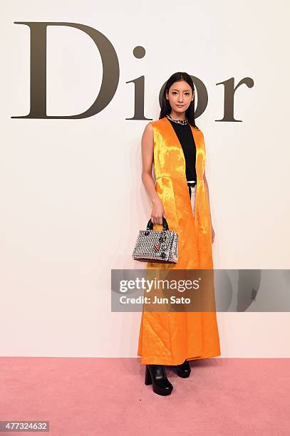 Actress/model Nanao arrives at the Christian Dior TOKYO Autumn/Winter 2015-16 Ready-To-Wear Show at The National Art Center Tokyo on June 16, 2015 in...