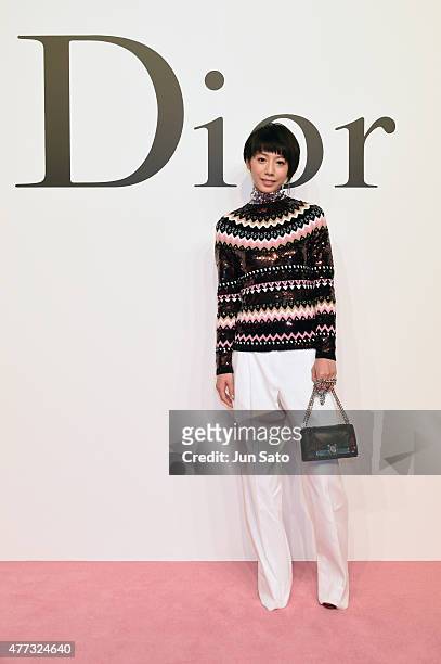 Actress Kaho arrives at the Christian Dior TOKYO Autumn/Winter 2015-16 Ready-To-Wear Show at The National Art Center Tokyo on June 16, 2015 in Tokyo,...