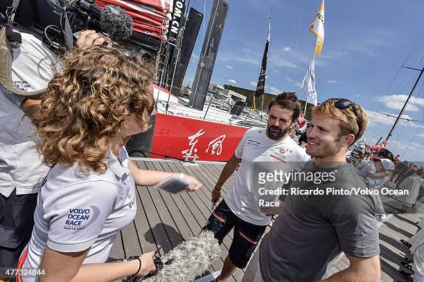 In this handout image provided by the Volvo Ocean Race, French sailor Francois Gabart with Pascal Bidgorry - Pascal will be joining Francois as...