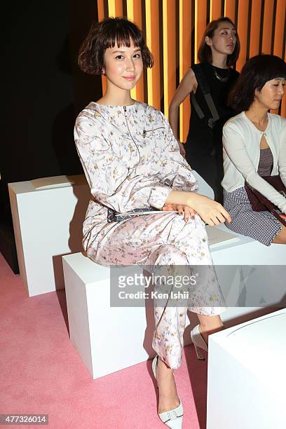 Model Yuka Mizuhara sits at the Christian Dior TOKYO Autumn/Winter 2015-16 Ready-To-Wear Show at The National Art Center Tokyo on June 16, 2015 in...