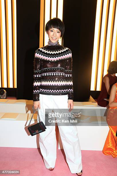 Actress Kaho sits front row at the Christian Dior TOKYO Autumn/Winter 2015-16 Ready-To-Wear Show at The National Art Center Tokyo on June 16, 2015 in...