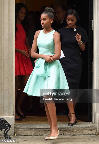 Natasha Obama departs after her visit of 10 Downing Street on June 16, 2015 in London, England.