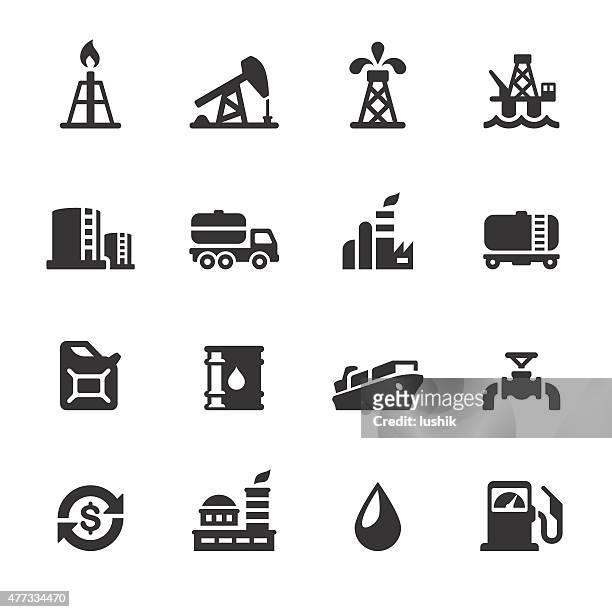 soulico ikonen-erdöl-industrie - offshore platform stock-grafiken, -clipart, -cartoons und -symbole