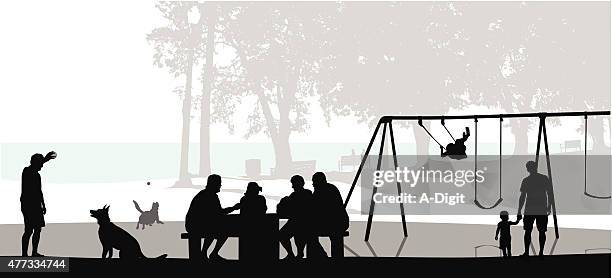 stockillustraties, clipart, cartoons en iconen met gathering outdoors - family park