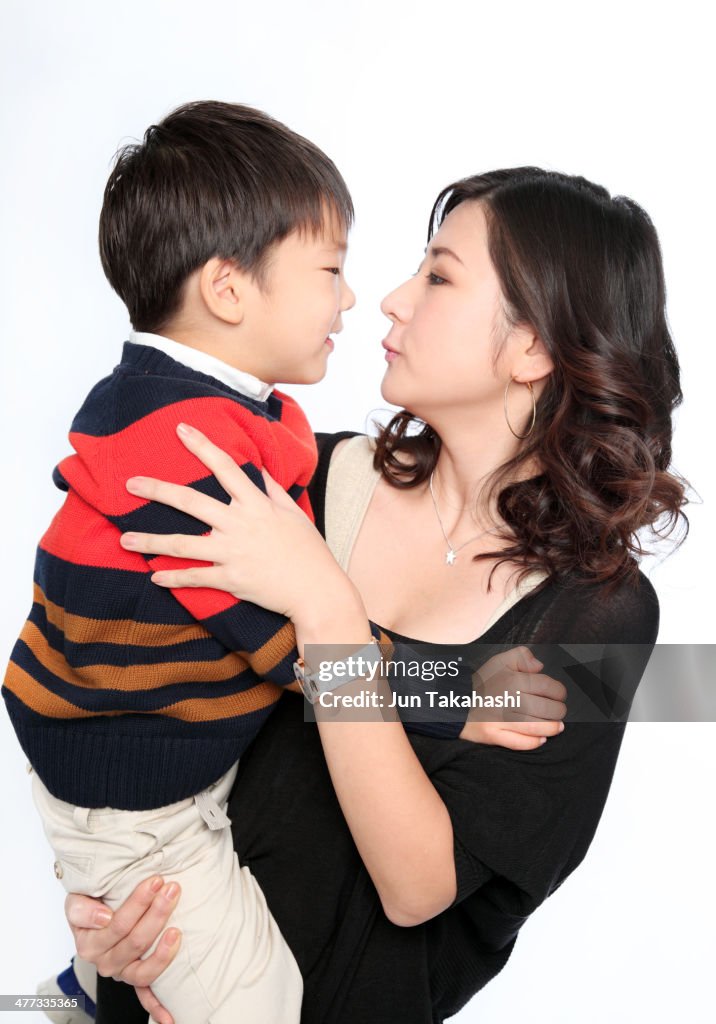 Portait of Japanese mother and son