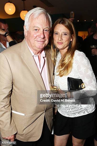 Chris Patten and daughter Laura at The Groucho Club's 30th Anniversary book launch in Soho at The Groucho Club on June 16, 2015 in London, England....