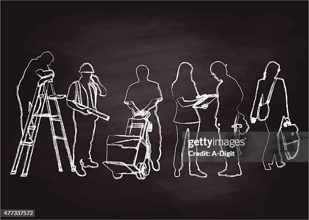 chalkboard workers - nurse taking notes stock illustrations