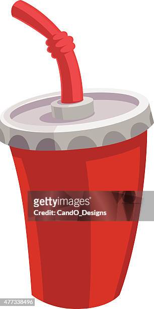 beverage cup cartoon - bendy straw stock illustrations