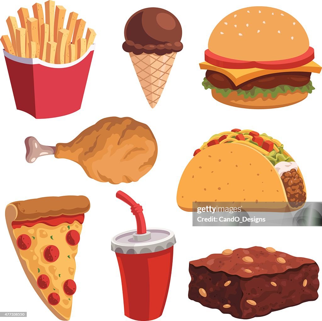 Fast Food Cartoon Set