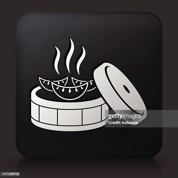 stockillustraties, clipart, cartoons en iconen met black square button with japanese dumpling - chinese knoedel