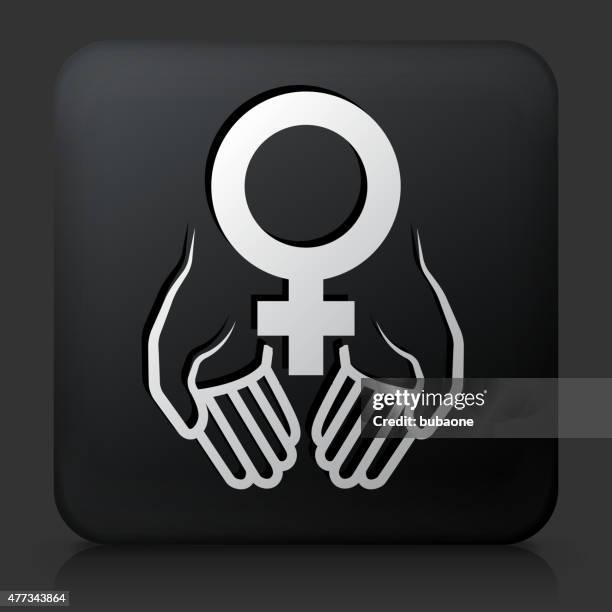 black square button with hands holding venus symbol - menopause stock illustrations