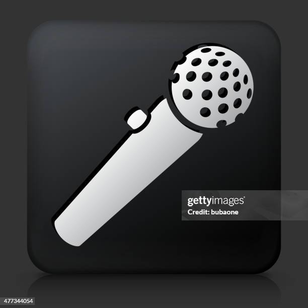 black square button with microphone - event host stock illustrations