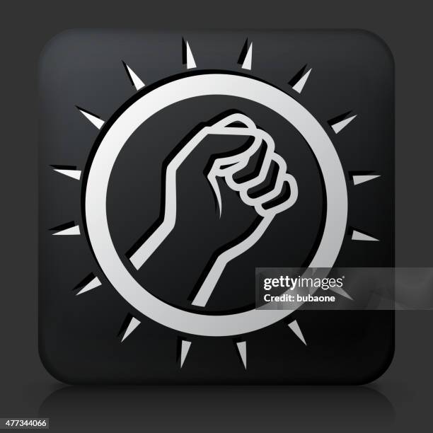 black square button with protest icon - boycott concept stock illustrations