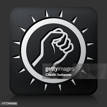 Black Square Button with Protest Icon Black Square Button with Protest Icon