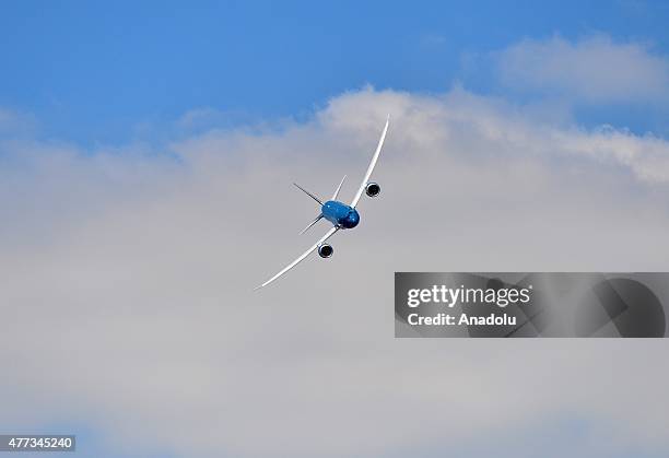 Boeing 787 Dreamliner aircraft, prepares for an aerial display during the 51st International Paris Air Show at Le Bourget, near Paris, France on June...