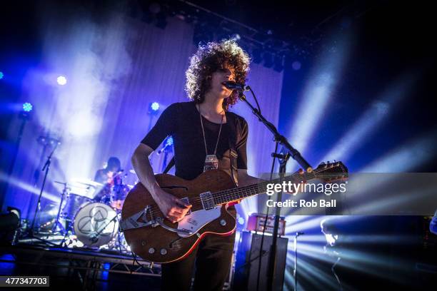 James Edward Bagshaw of Temples performs at Shepherds Bush Empire on March 8, 2014 in London, England.