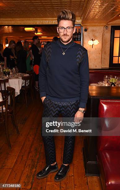 Henry Holland attends a dinner hosted by Maria Hatzistefanis to launch the Rodial Design Challenge in association with Central Saint Martins at...