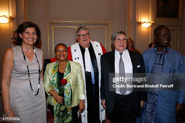 Former 'Batonnier de Paris' and Actress of the Piece, Christiane Feral-Schuhl, French Minister of Justice Christiane Taubira, Engineer and Actor of...