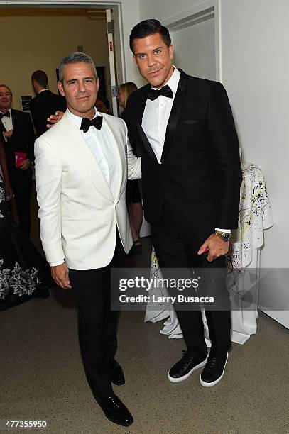 Andy Cohen and Fredrik Eklund attend the 2015 amfAR Inspiration Gala New York at Spring Studios on June 16, 2015 in New York City.