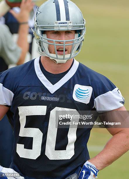 Dallas Cowboys middle linebacker Sean Lee during the team's mini camp at Valley Ranch in Irving, Texas, on Tuesday, June 16, 2015.