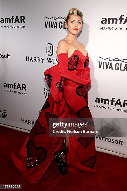 Miley Cyrus attends the 2015 amfAR Inspiration Gala New York at Spring Studios on June 16, 2015 in New York City.