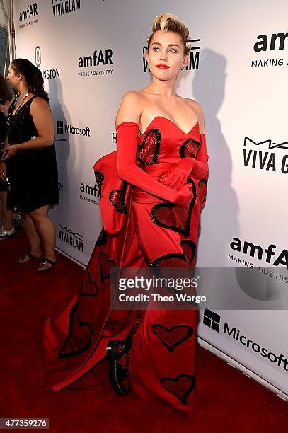 Miley Cyrus attends the 2015 amfAR Inspiration Gala New York at Spring Studios on June 16, 2015 in New York City.